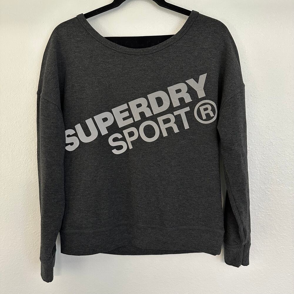 Superdry Sport Open Back Grey Activewear Womens Long Sleeve Sweater Top 4